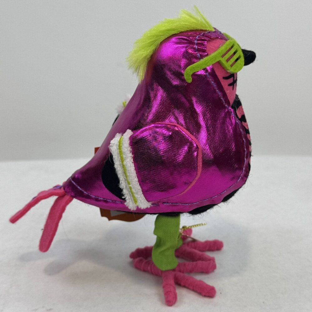Hyde & Eek! Glitter Featherly Friends Halloween Bird Neon Pink 80's Skeleton NEW - Picture 4 of 12